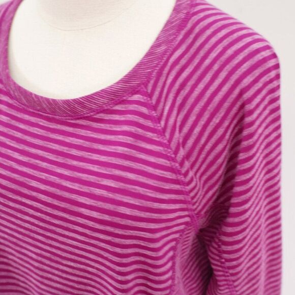 Talbots Purple Striped Large Scoop Neck Knit Lightweight Pullover Sweater - Picture 3 of 9